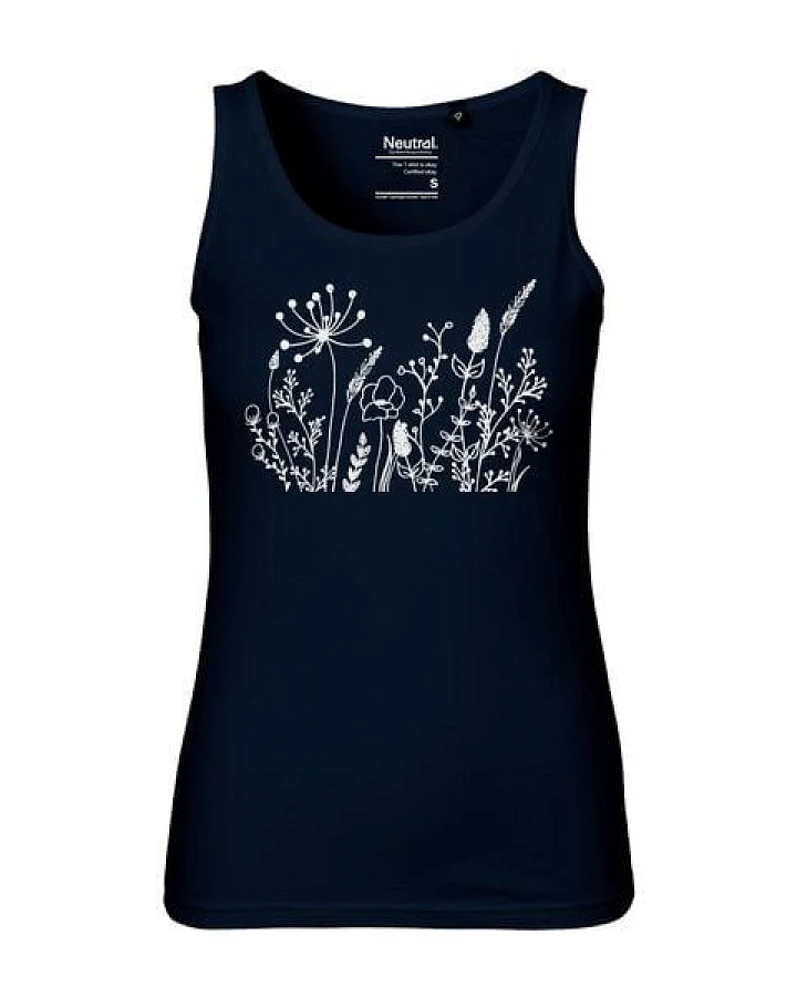 HANDGEDRUCKT Frauen Tank Top "Wilde Wiese" aus 100% Bio Baumwolle (kbA)