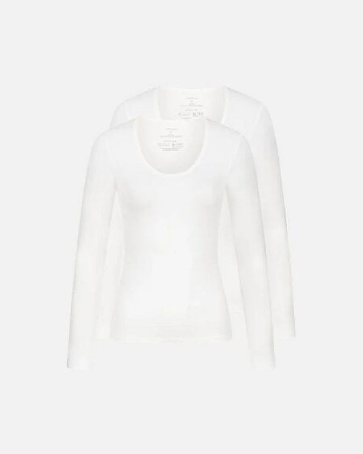 erlich textil Light Touch tiefausgeschnittenes Langarmshirt im 2er Pack aus weichem Modal, made in Europe