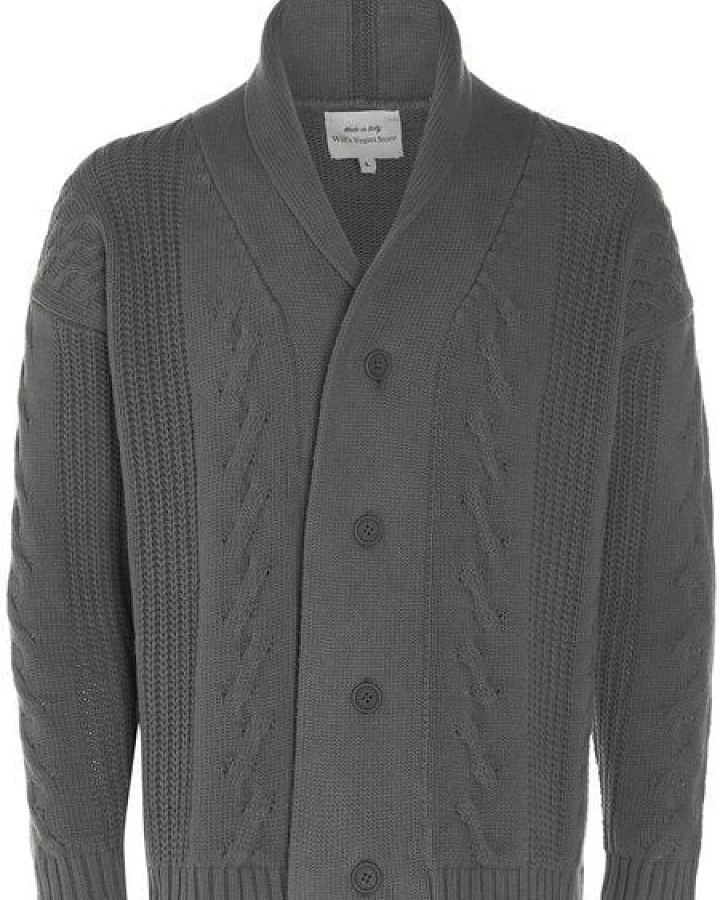 Will's Vegan Shop Grobe Strickjacke mit Knopfleiste