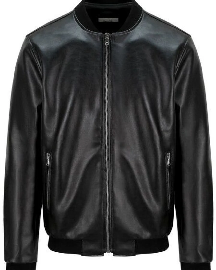 Will's Vegan Shop Bomberjacke Schwarz vegan Leder Herren