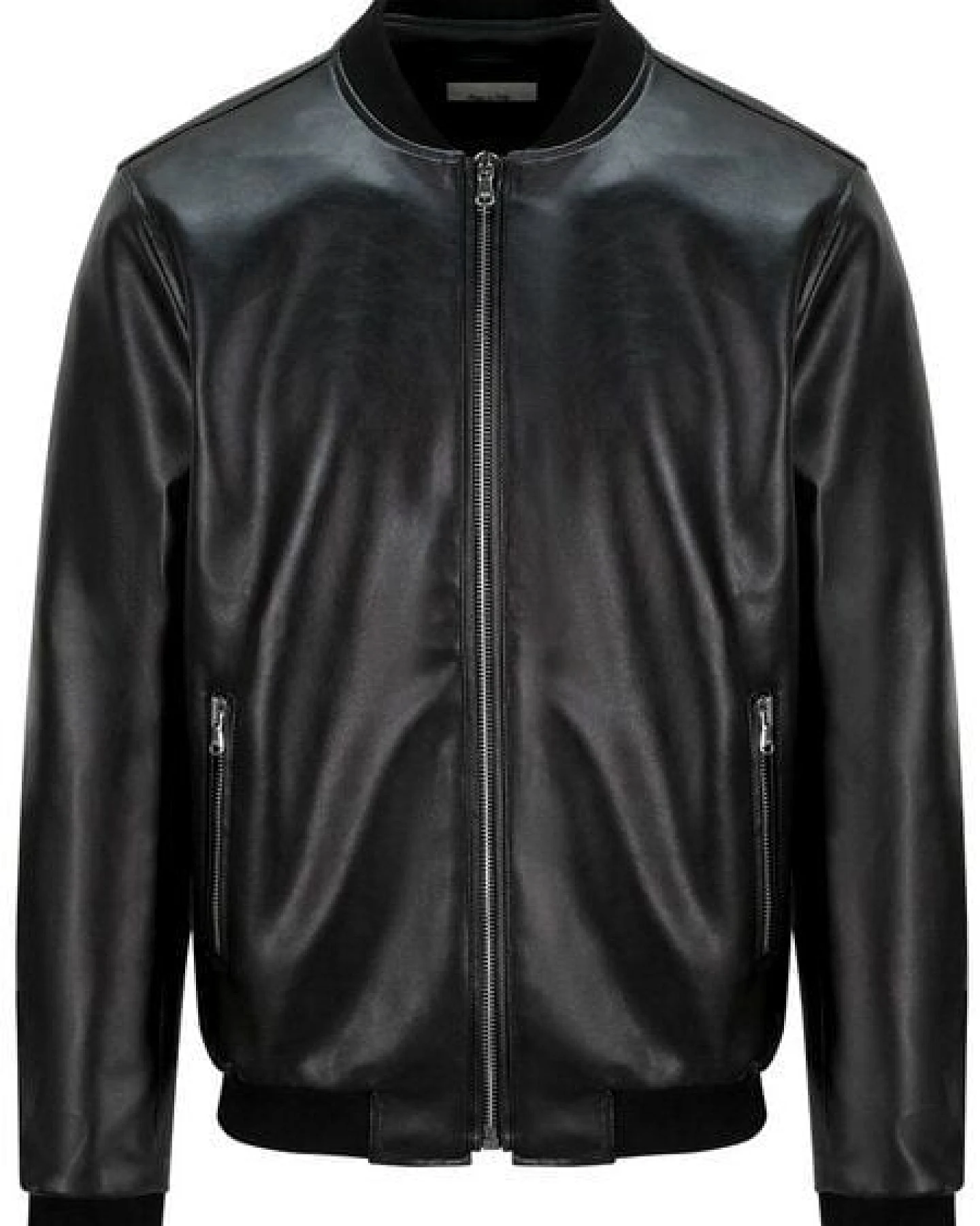 Will's Vegan Shop Bomberjacke Schwarz vegan Leder Herren – Ansicht 2