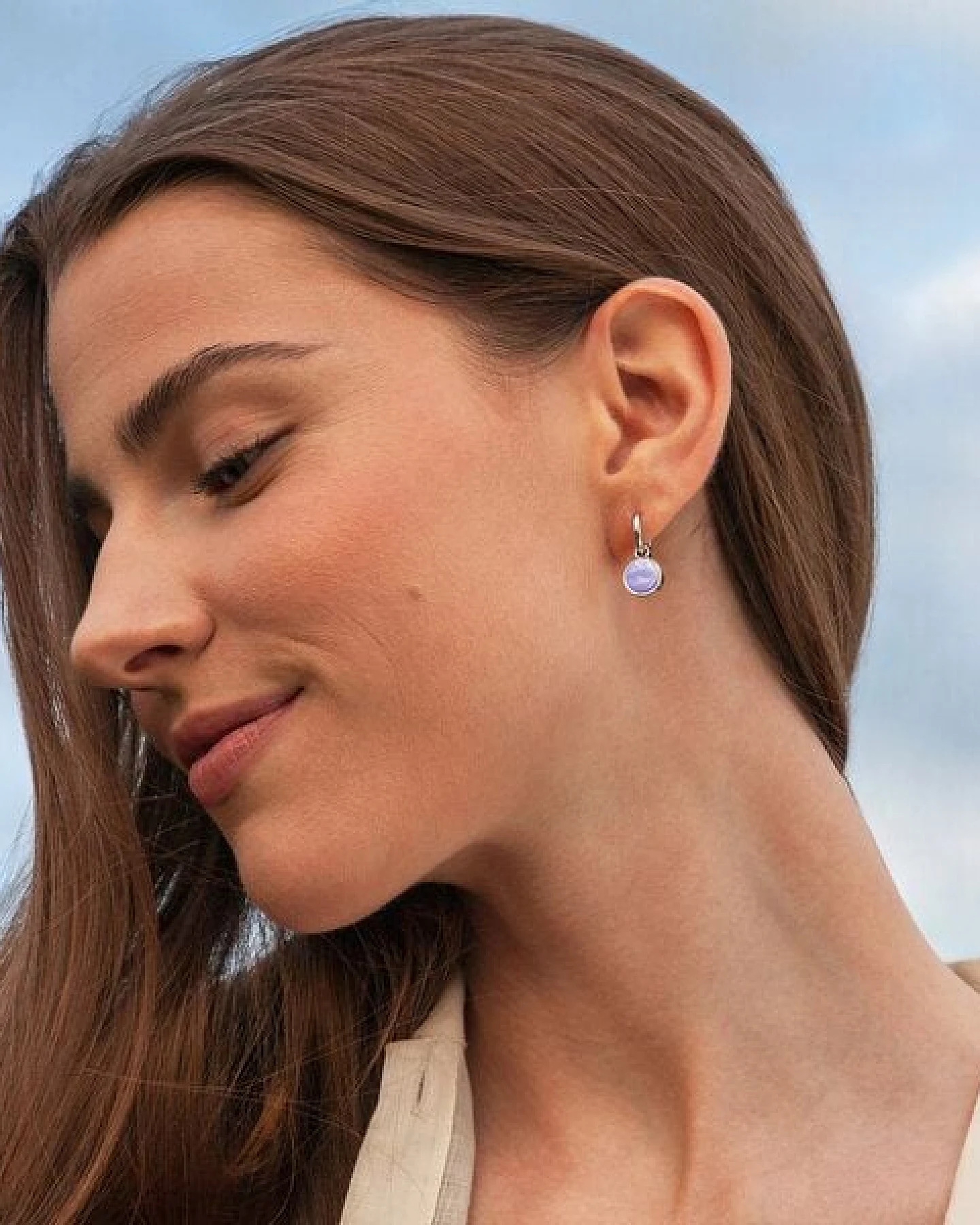 ALEXASCHA Silber Clip Creolen mit Anhänger – Ansicht 2