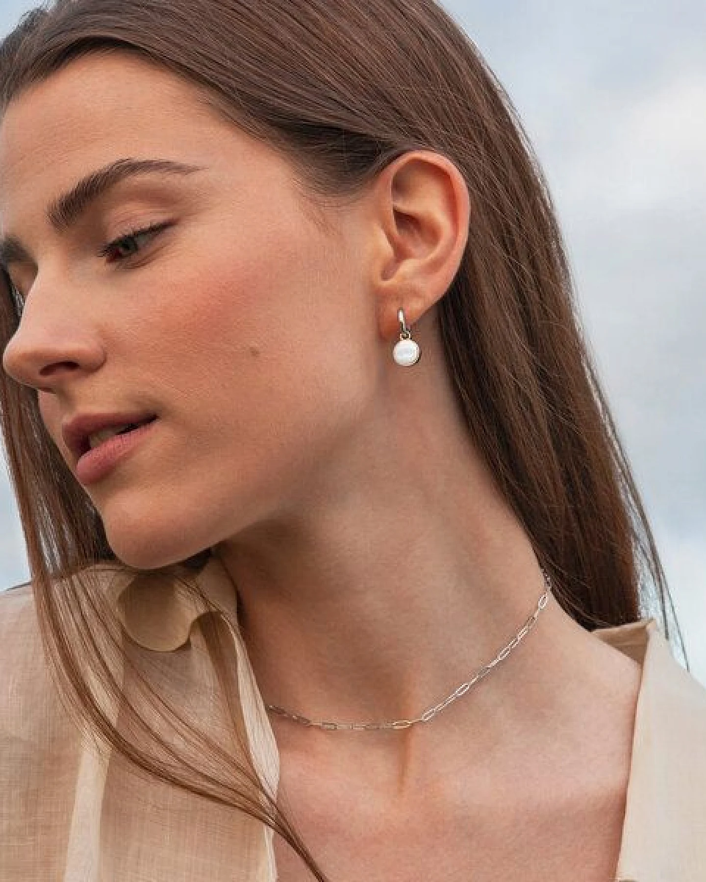 ALEXASCHA Silber Clip Creolen mit Anhänger – Ansicht 2
