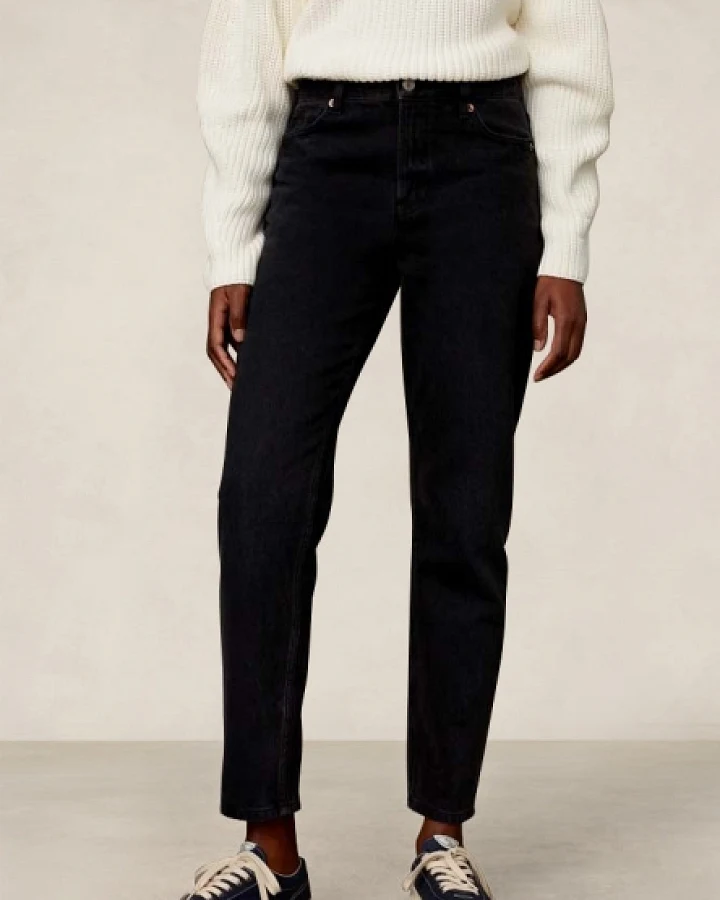Kings of Indigo Damen vegan Cropped Jeans Caroline Washed Schwarz