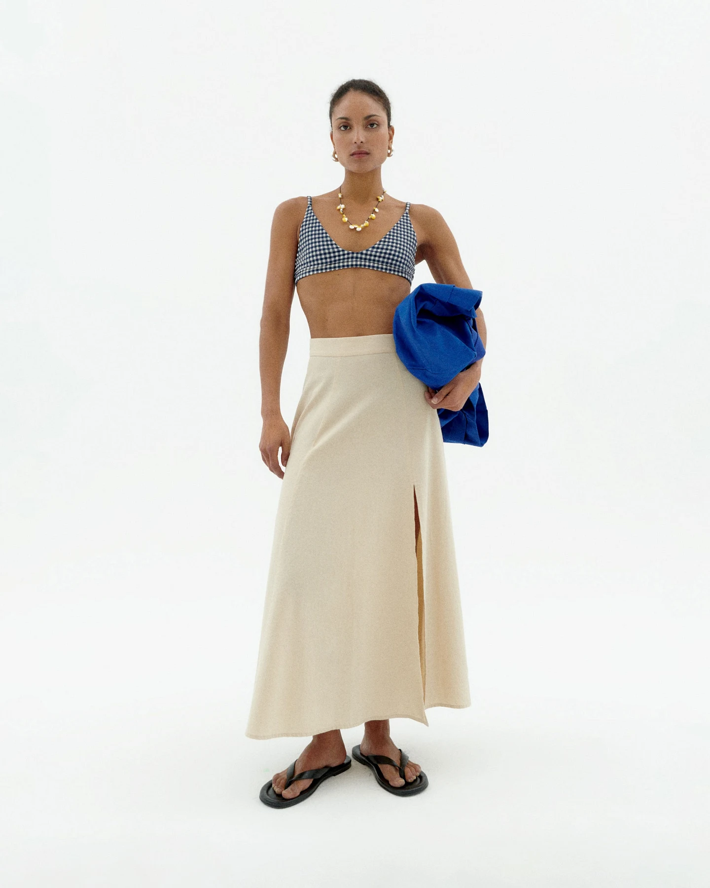 Thinking MU Damen vegan Midirock Tora Ecru – Ansicht 2