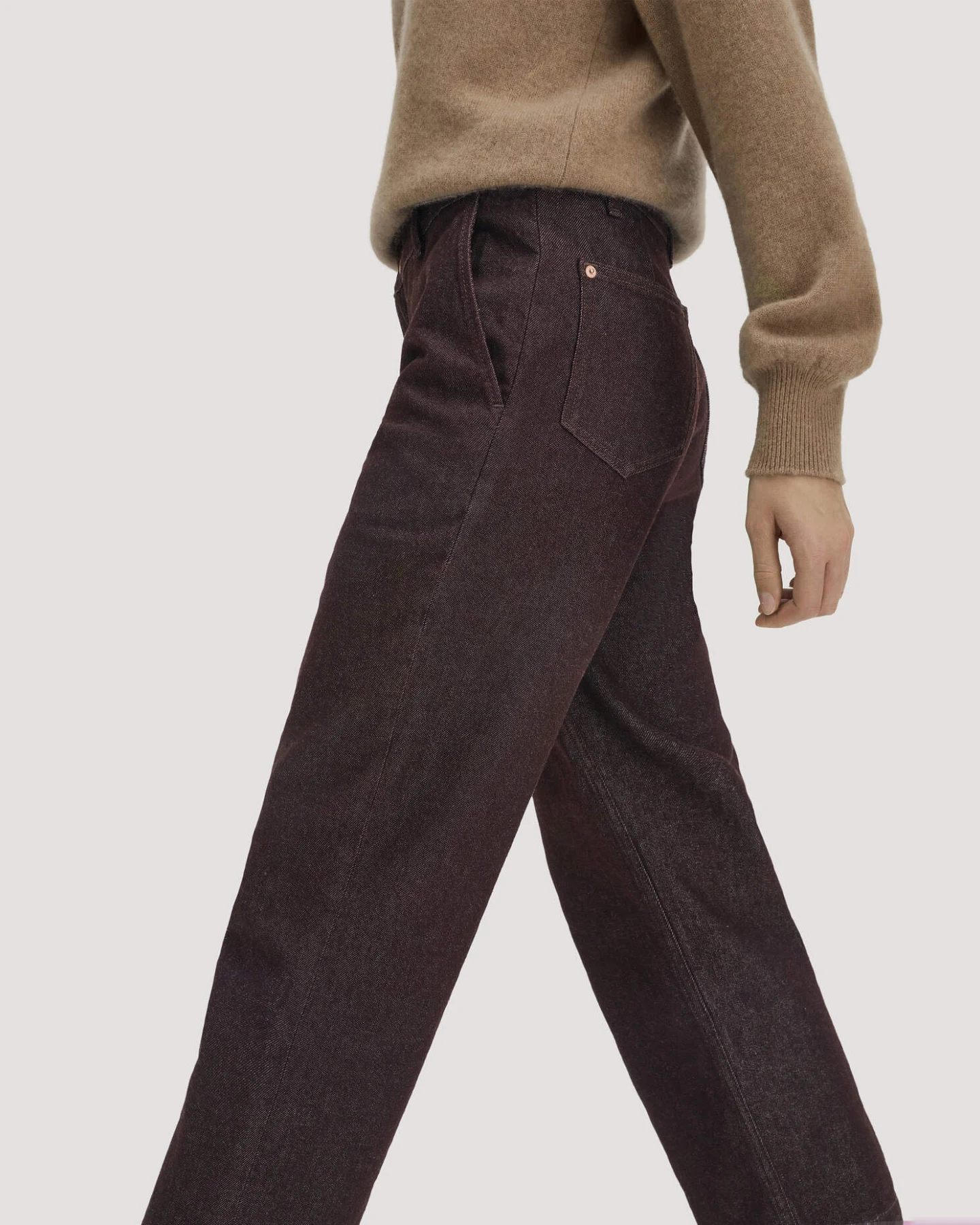 hessnatur Damen Jeans ELENY Culotte straight Leg aus Bio-Denim - braun - Größe 33/29 – Ansicht 3