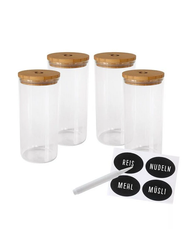 pandoo Vorratsgläser-Sets aus Borosilikatglas mit GRATIS Kreidestift und Etiketten
