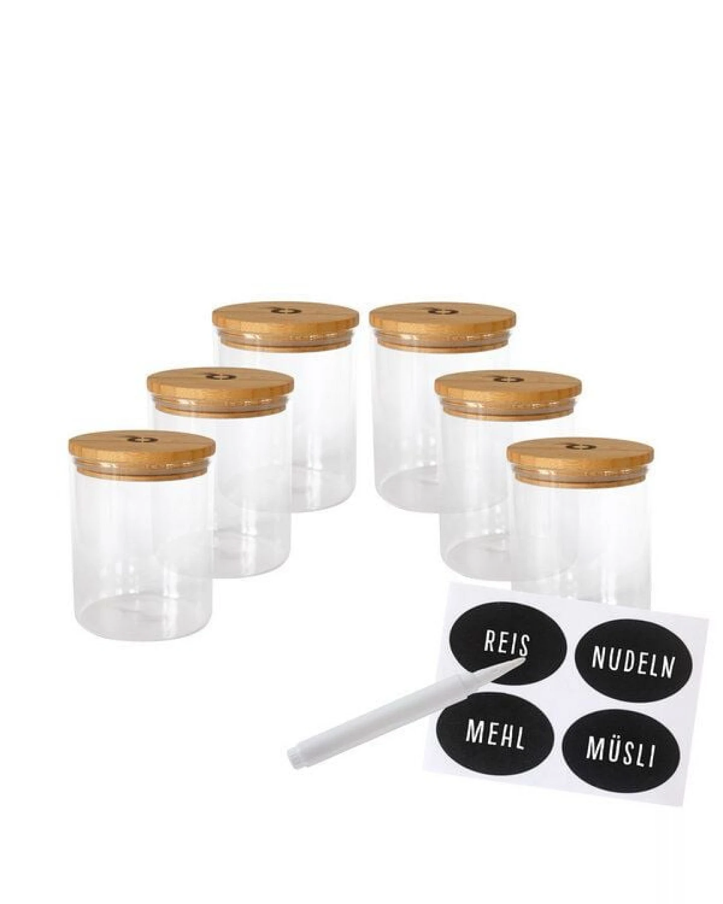 pandoo Vorratsgläser-Sets aus Borosilikatglas mit GRATIS Kreidestift und Etiketten – Ansicht 4