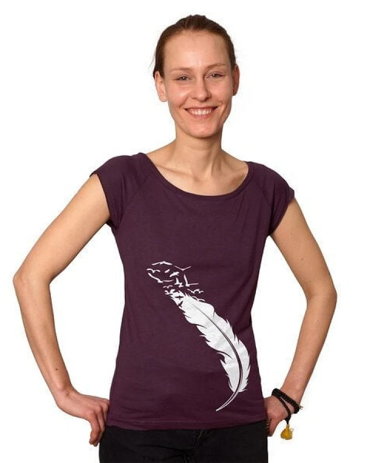 HANDGEDRUCKT RESTPOSTEN "Zugvögel" Bamboo Frauen T-Shirt