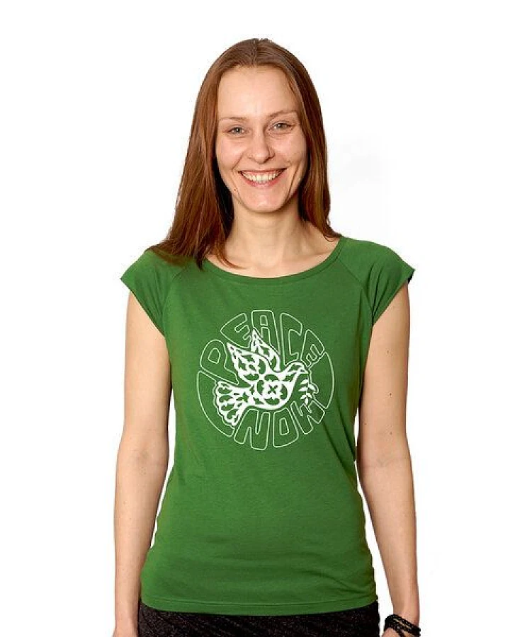 HANDGEDRUCKT RESTPOSTEN "Peace now" Bamboo Frauen T-Shirt