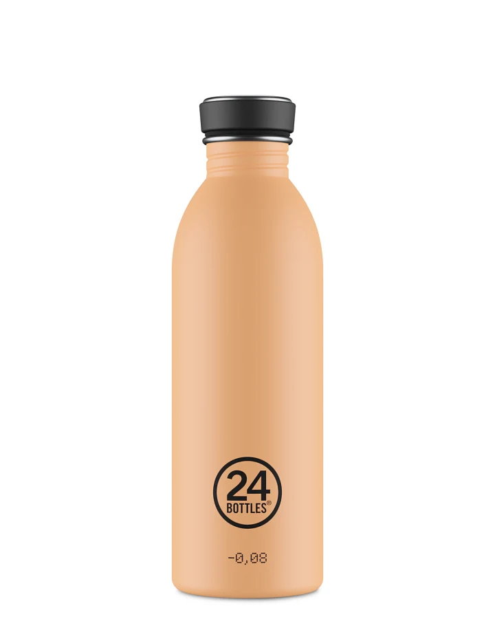 Trinkflasche aus Edelstahl 500 ml, orange, personalisierbar, Urban Bottle Peach Orange - 24Bottles