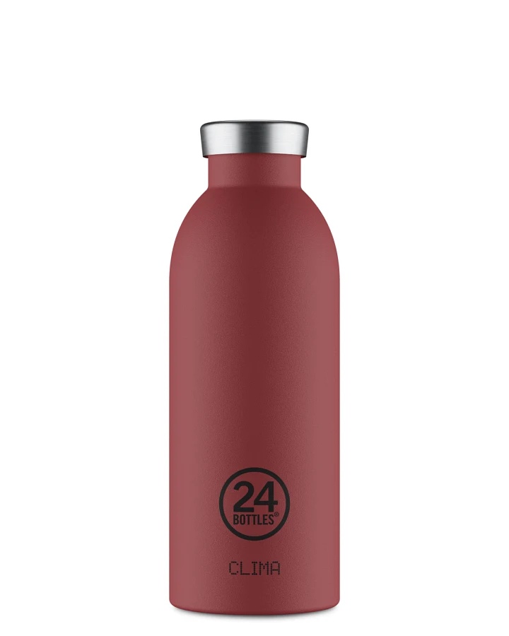Thermos Trinkflasche aus Edelstahl 500 ml, rot, personalisierbar, Clima Bottle Country Red - 24Bottles