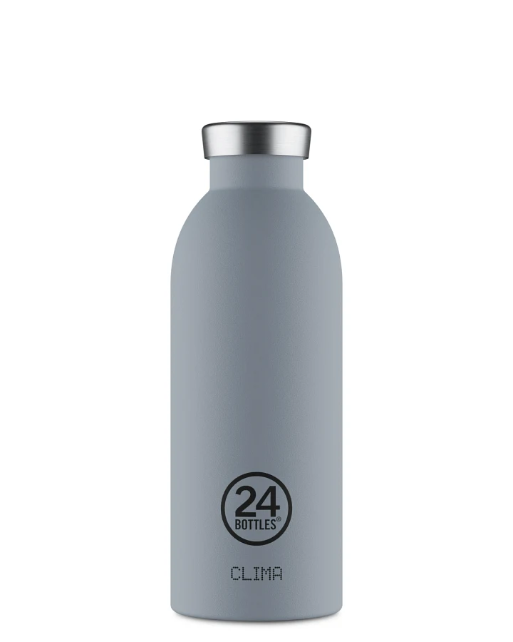Thermos Trinkflasche aus Edelstahl 500 ml, grau, personalisierbar, Clima Bottle Formal Grey - 24Bottles
