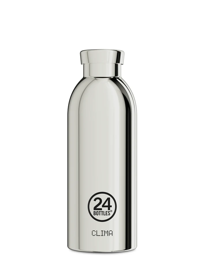 Thermos Trinkflasche aus Edelstahl 500 ml, silber, personalisierbar, Clima Bottle Mirror Steel - 24Bottles