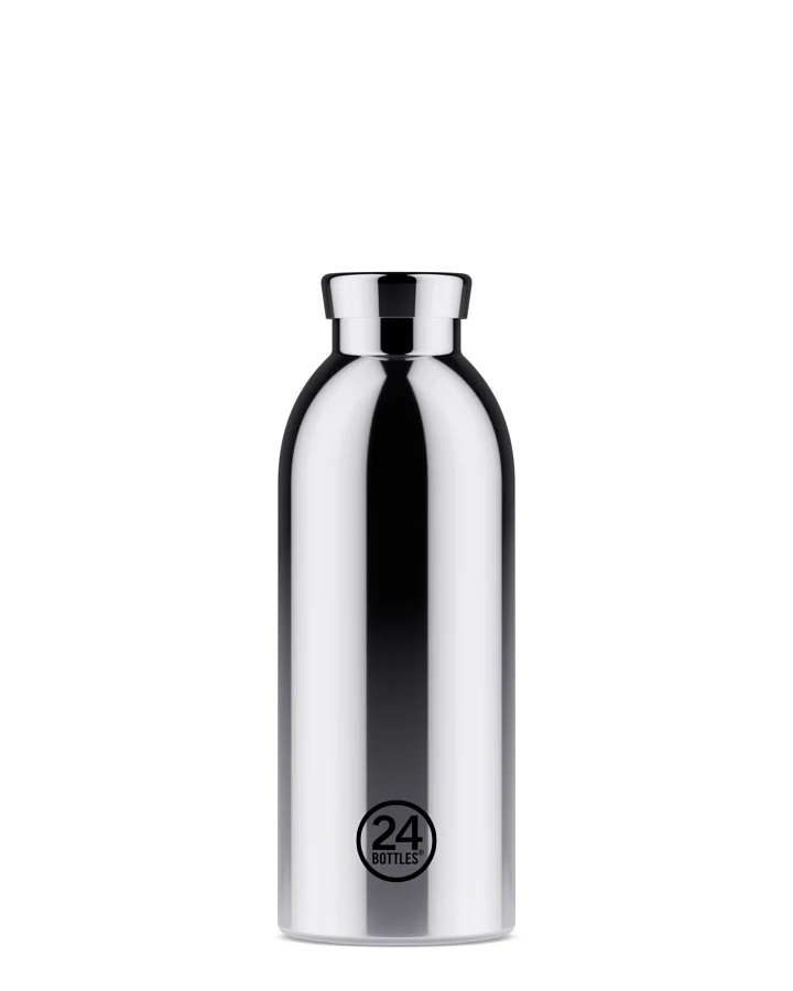 Thermos Trinkflasche aus Edelstahl 500 ml, silber, personalisierbar, Clima Bottle Mirror Steel - 24Bottles