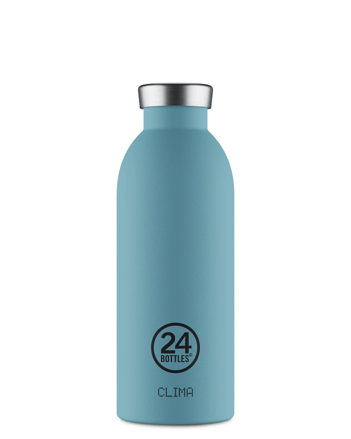 Thermos Trinkflasche aus Edelstahl 500 ml, blau, personalisierbar, Clima Bottle Powder Blue - 24Bottles