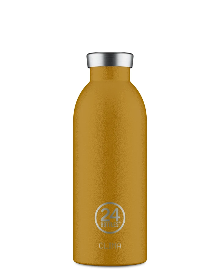 Thermos Trinkflasche aus Edelstahl 500 ml, gelb, personalisierbar, Clima Bottle Safari Khaki - 24Bottles