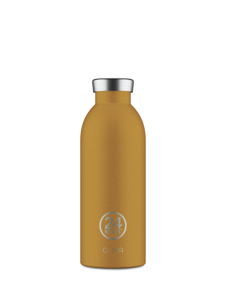 Thermos Trinkflasche aus Edelstahl 500 ml, gelb, personalisierbar, Clima Bottle Safari Khaki - 24Bottles