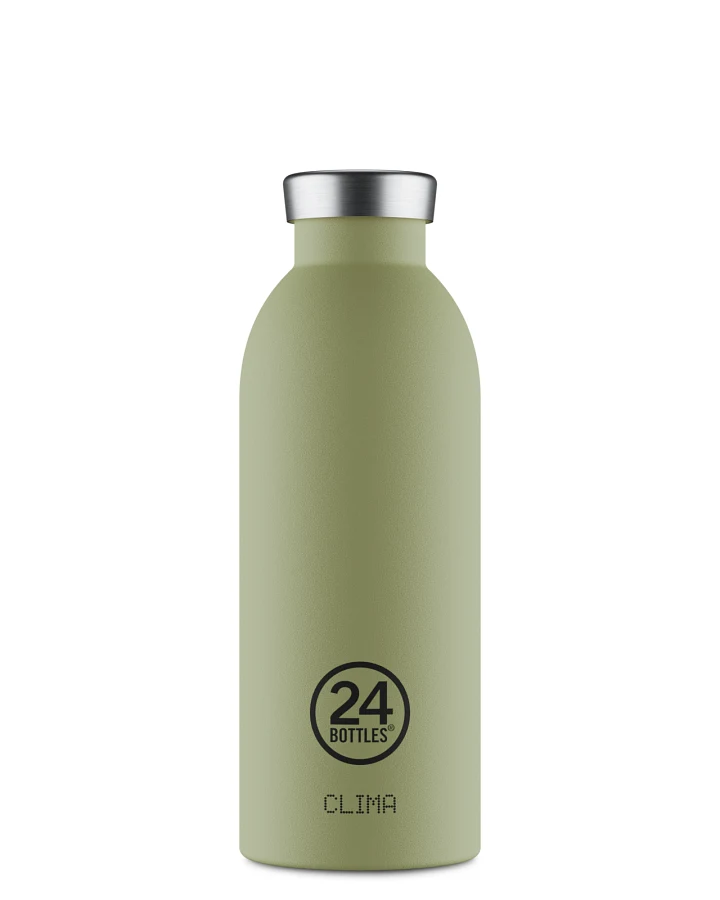 Thermos Trinkflasche aus Edelstahl 500 ml, salbeigrün, personalisierbar, Clima Bottle Sage - 24Bottles