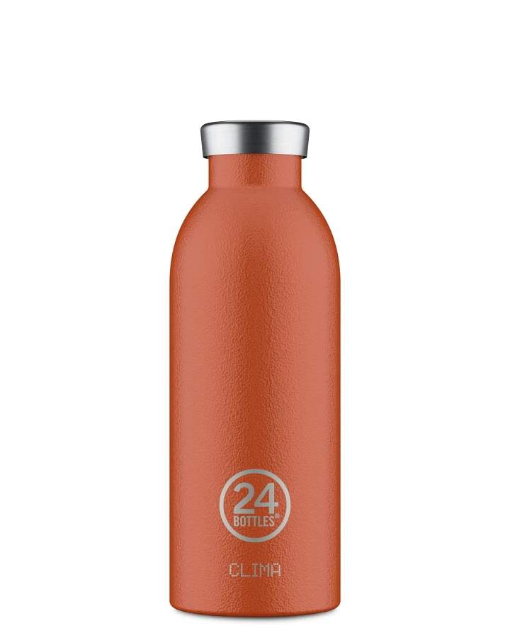 Thermos Trinkflasche aus Edelstahl 500 ml, orange, personalisierbar, Clima Bottle Sunset Orange - 24Bottles