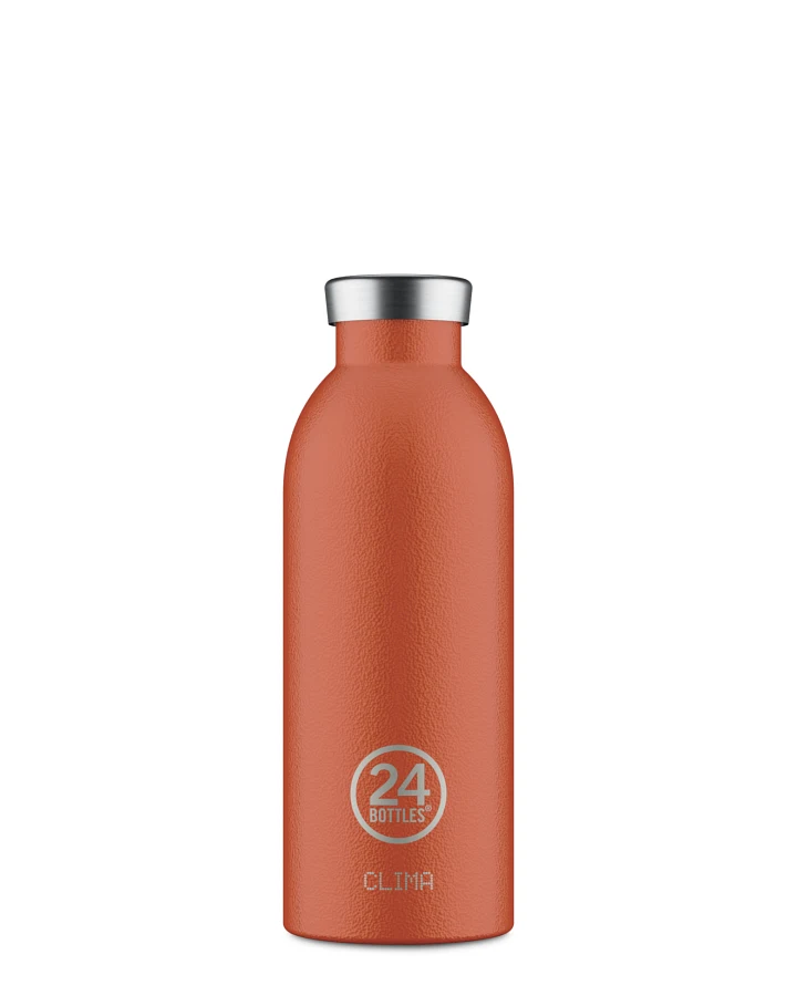 Thermos Trinkflasche aus Edelstahl 500 ml, orange, personalisierbar, Clima Bottle Sunset Orange - 24Bottles