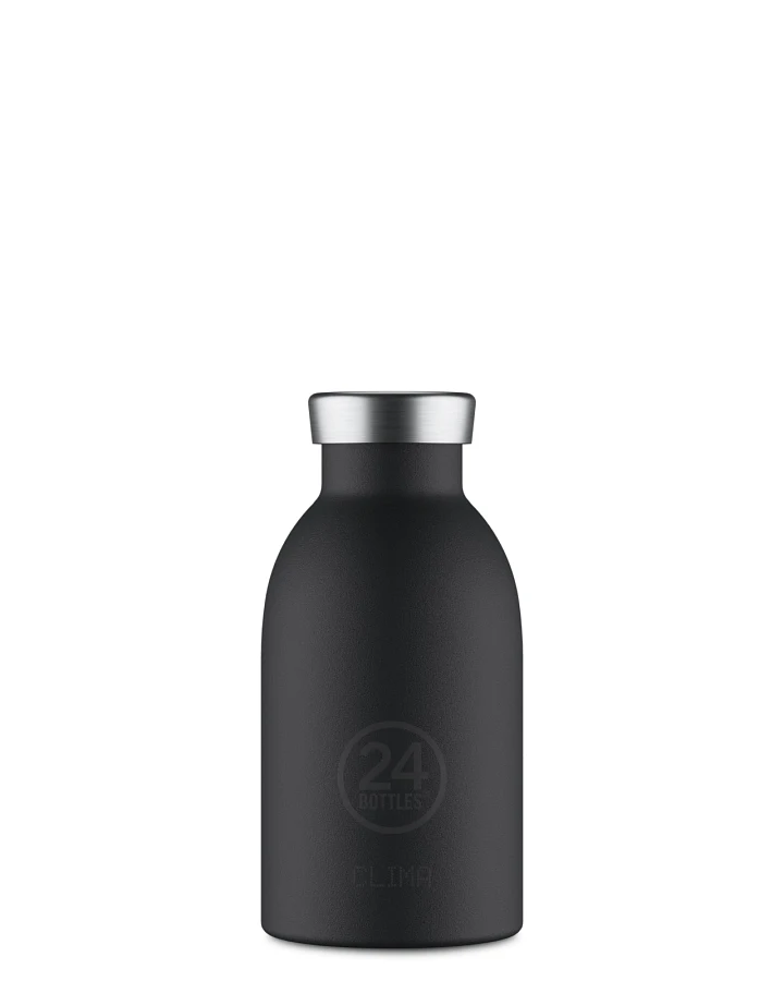 Thermos Trinkflasche aus Edelstahl 330 ml, schwarz, personalisierbar, Clima Bottle Tuxedo Black - 24Bottles