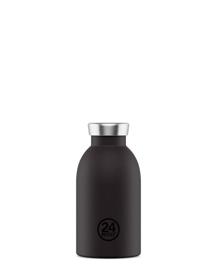 Thermos Trinkflasche aus Edelstahl 330 ml, schwarz, personalisierbar, Clima Bottle Tuxedo Black - 24Bottles