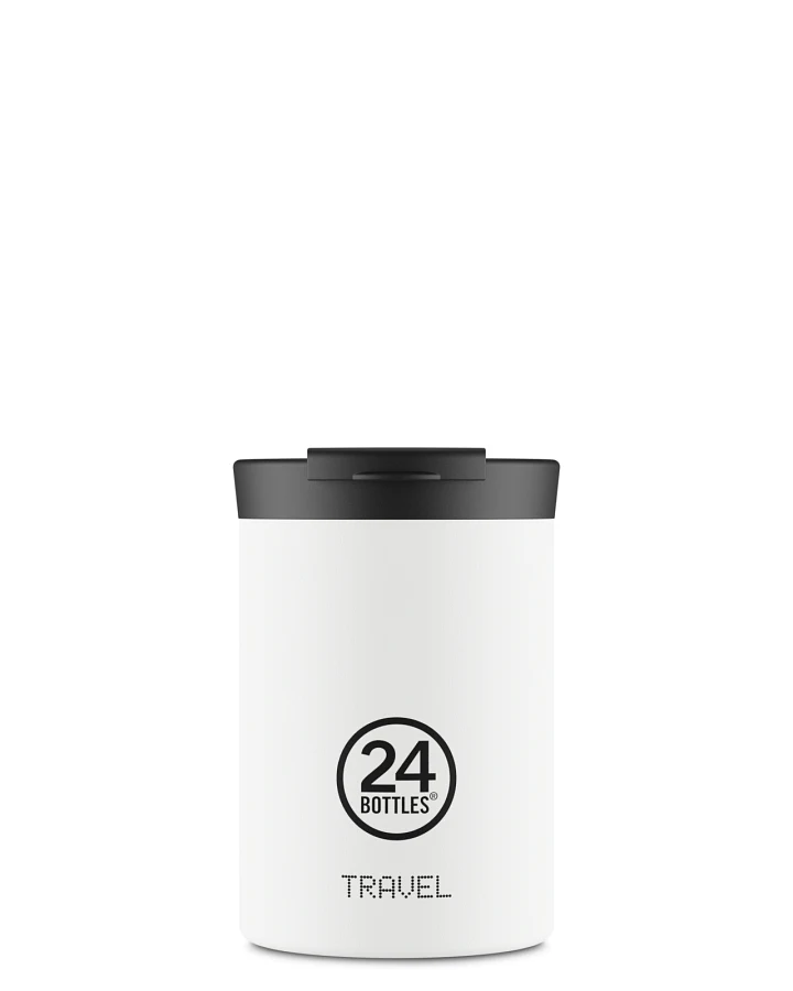 Thermos Becher to go, Isolierbecher 350 ml, weiss, personalisierbar, Travel Tumbler Ice White - 24Bottles