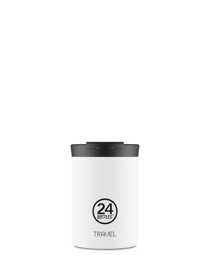 Thermos Becher to go, Isolierbecher 350 ml, weiss, personalisierbar, Travel Tumbler Ice White - 24Bottles