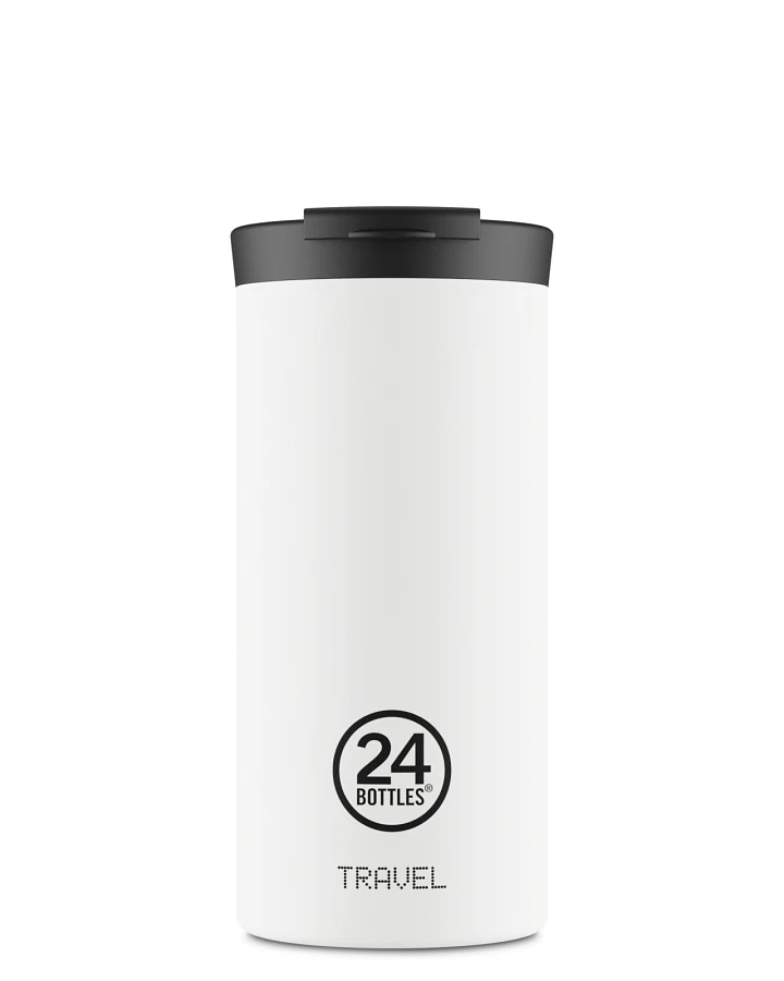 Thermos Becher to go, Isolierbecher 600 ml, weiss, personalisierbar, Travel Tumbler Ice White - 24Bottles