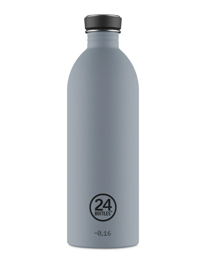 Trinkflasche aus Edelstahl 1000 ml, grau, personalisierbar, Urban Bottle Formal Grey - 24Bottles