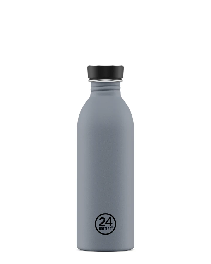 Trinkflasche aus Edelstahl 500 ml, grau, personalisierbar, Urban Bottle Formal Grey - 24Bottles