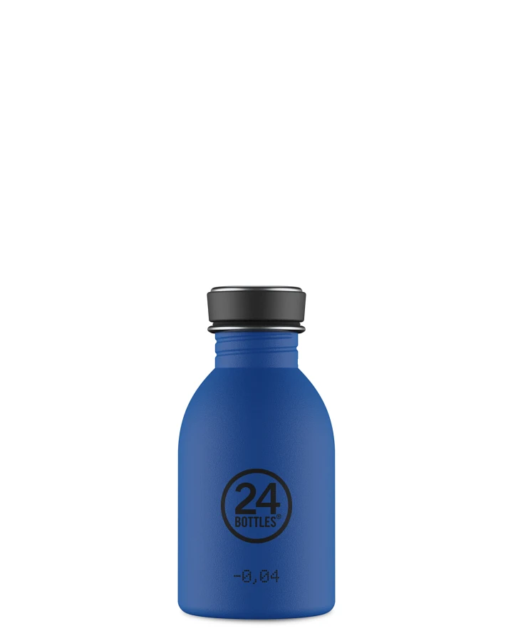 Trinkflasche aus Edelstahl 250 ml, blau, personalisierbar, Urban Bottle Gold Blue - 24Bottles