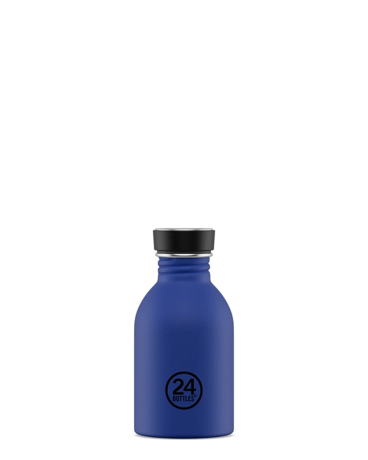 Trinkflasche aus Edelstahl 250 ml, blau, personalisierbar, Urban Bottle Gold Blue - 24Bottles