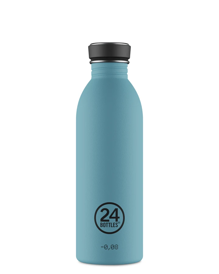 Trinkflasche aus Edelstahl 500 ml, blau, personalisierbar, Urban Bottle Powder Blue - 24Bottles