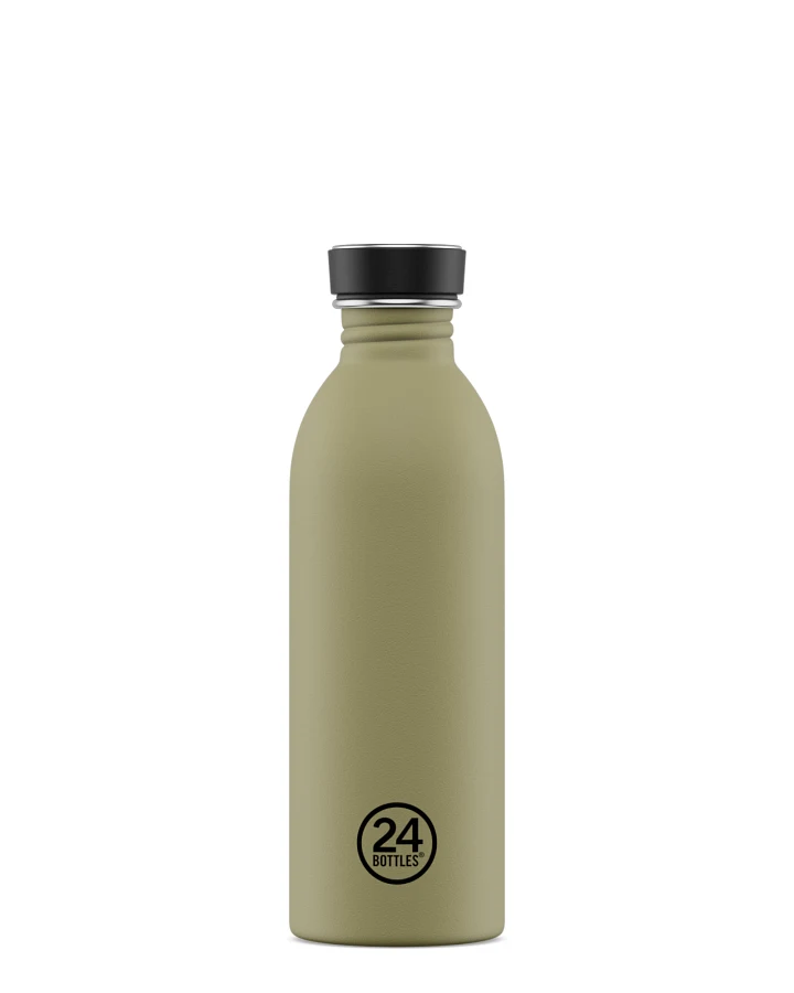 Produktseite: Trinkflasche aus Edelstahl 500 ml, salbeigrün, personalisierbar, Urban Bottle Sage - 24Bottles