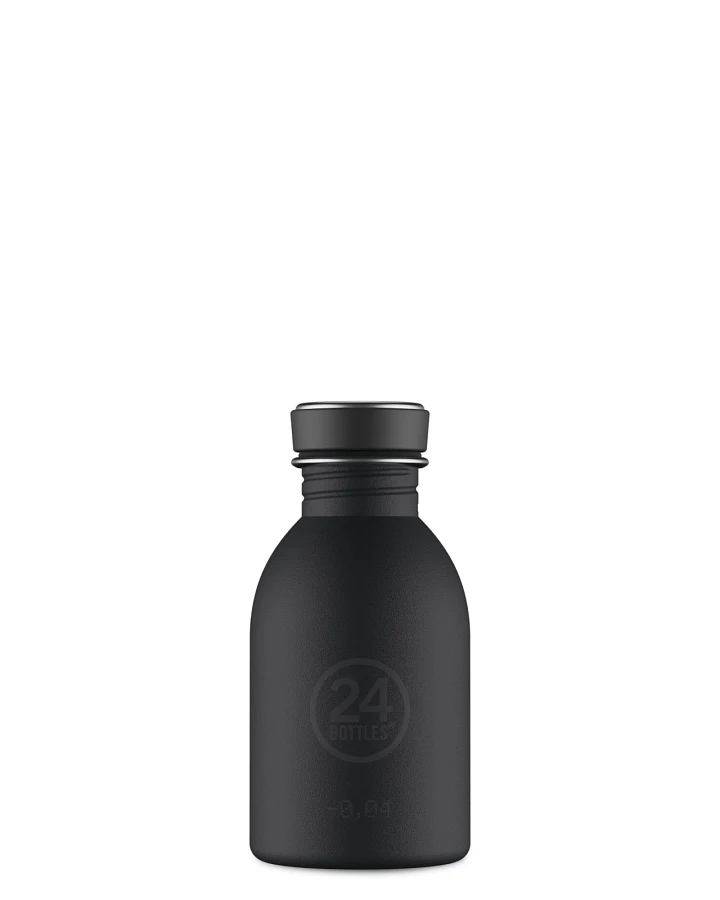 Trinkflasche aus Edelstahl 250 ml, schwarz, personalisierbar, Urban Bottle Tuxedo Black - 24Bottles