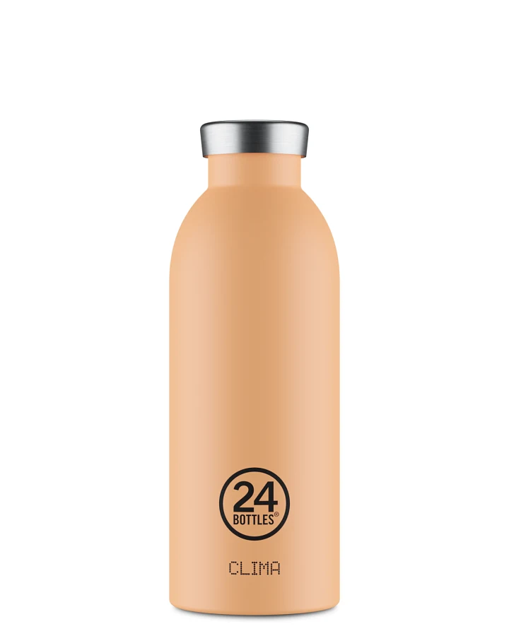 Thermos Trinkflasche aus Edelstahl 500 ml, orange, personalisierbar, Clima Bottle Peach Orange - 24Bottles