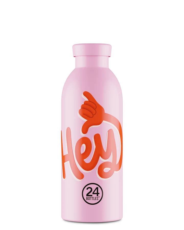 Thermos Trinkflasche aus Edelstahl 500 ml, pink, personalisierbar, Clima Bottle Hey! Pink - 24Bottles