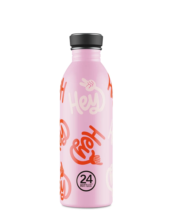 Trinkflasche aus Edelstahl 500 ml, pink, personalisierbar, Urban Bottle Hey! Pink - 24Bottles