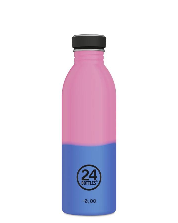 Trinkflasche aus Edelstahl 500 ml, pink, wechselt die Farbe bei Kälte, personalisierbar, Urban Bottle REactive II Pink/Blue - 24Bottles