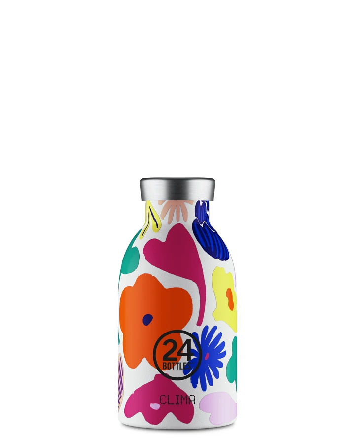 Thermos Trinkflasche aus Edelstahl 330 ml, Multicolor, mit Blumenmuster, personalisierbar, Clima Bottle Acqua Fiorita - 24Bottles