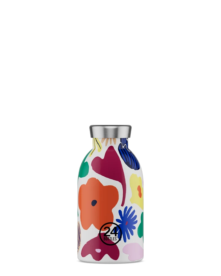 Thermos Trinkflasche aus Edelstahl 330 ml, Multicolor, mit Blumenmuster, personalisierbar, Clima Bottle Acqua Fiorita - 24Bottles