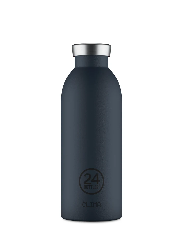 Thermos Trinkflasche aus Edelstahl 500 ml, blau, personalisierbar, Clima Bottle Navy Blue - 24Bottles