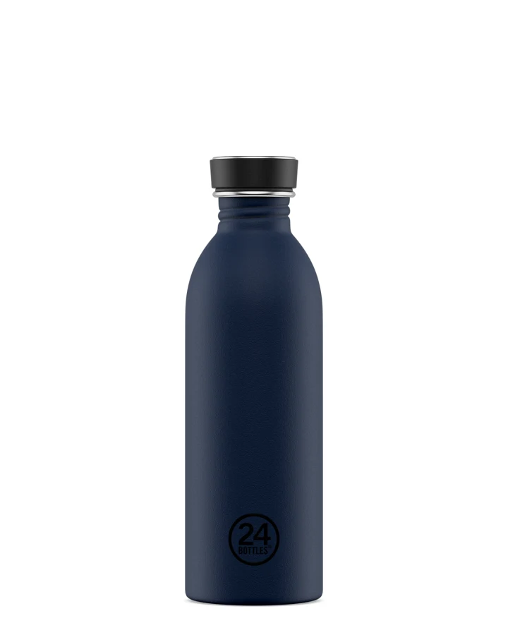Trinkflasche aus Edelstahl 500 ml, blau, personalisierbar, Urban Bottle Navy Blue - 24Bottles