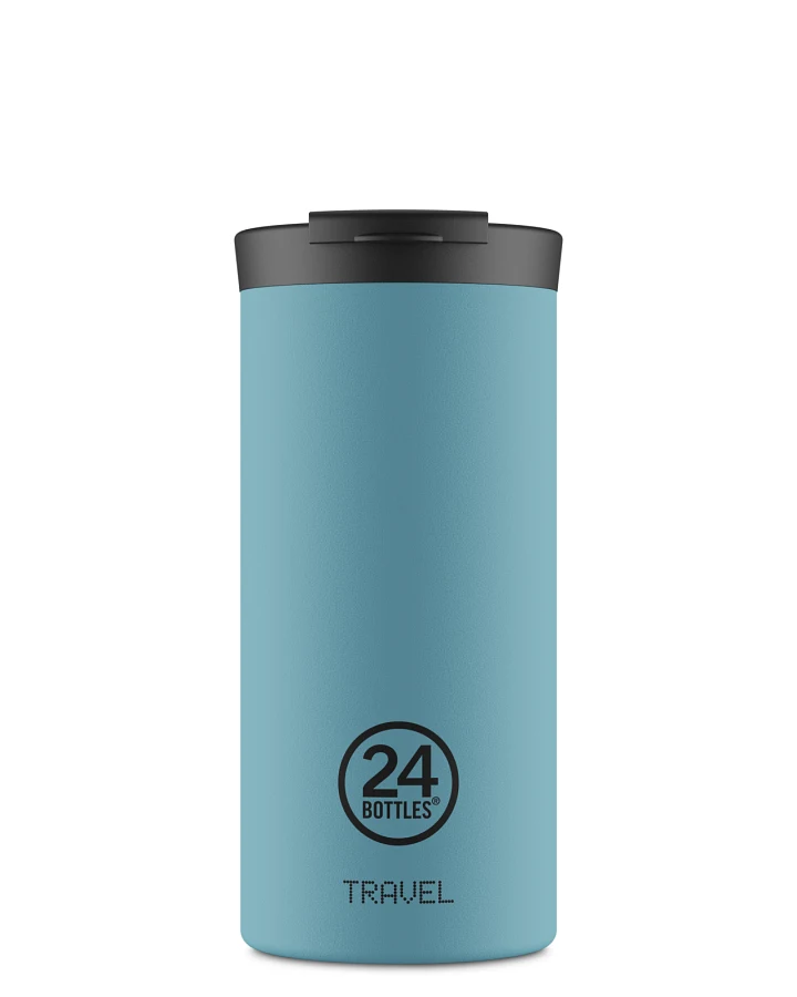 Thermos Becher to go, Isolierbecher 600 ml, blau, personalisierbar, Travel Tumbler Powder Blue - 24Bottles