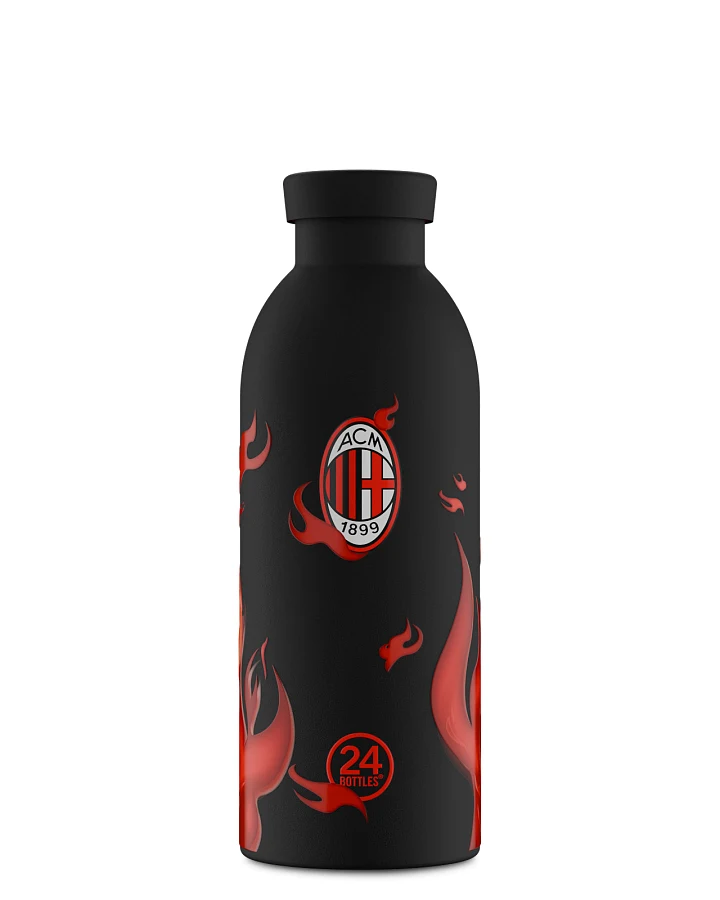 Thermos Trinkflasche aus Edelstahl 500 ml, schwarz, Clima Bottle AC Milan x 24Bottles - 24Bottles