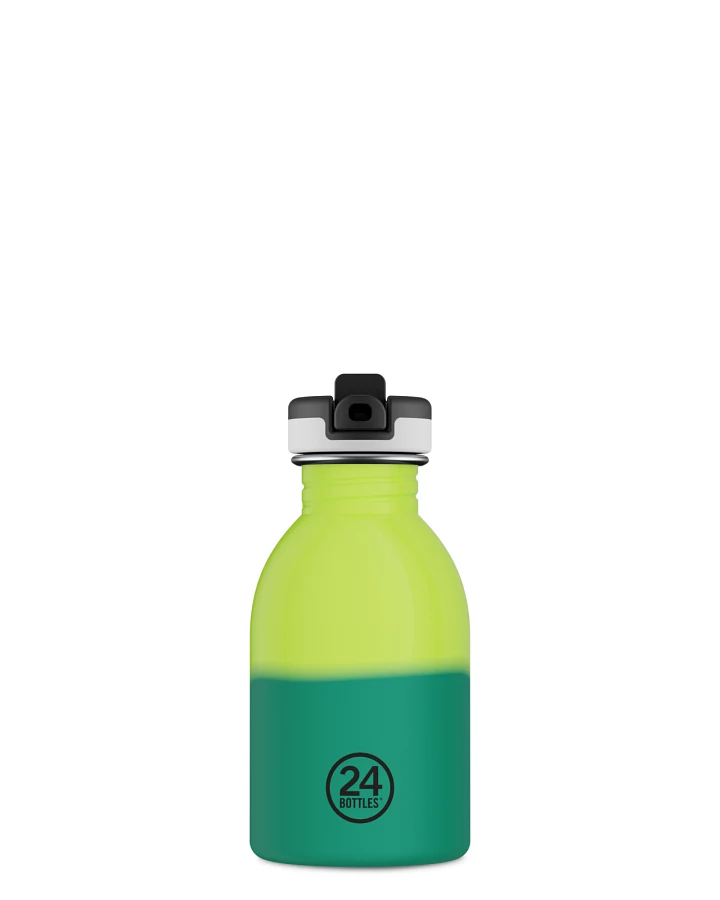 Kinderwasserflasche Edelstahl mit Strohhalm, BPA-frei 250 ml, grün, wechselt die Farbe bei Kälte, personalisierbar, Kids Bottle REactive I