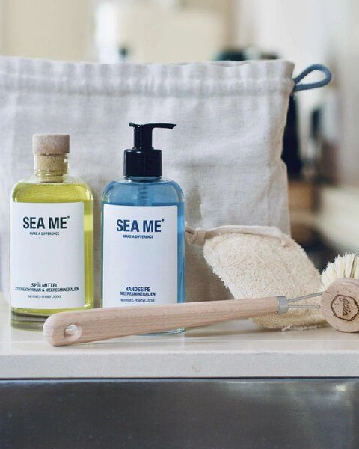 SEA ME Küchen Set mit Spülmittel, Handseife, Spülbürste & Spülschwamm – Ansicht 2