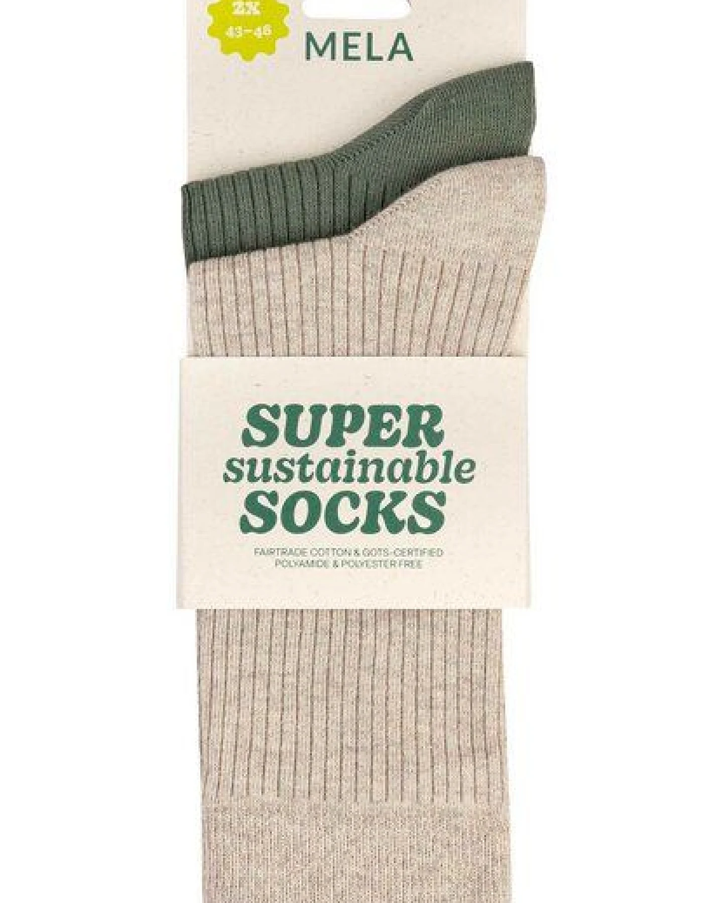 MELA Gerippte Socken 2 Paare aus 100% Bio-Baumwolle – Ansicht 2